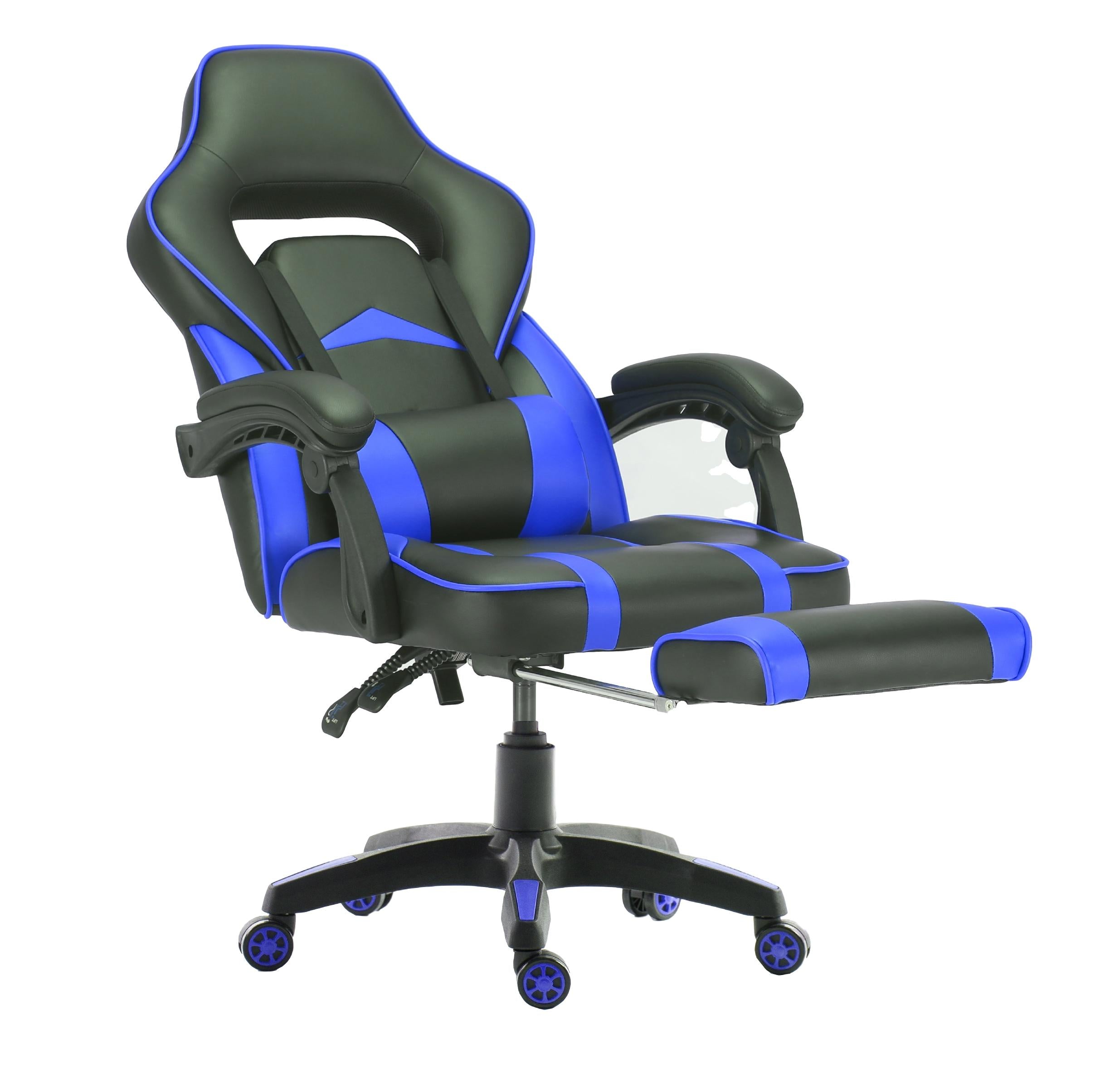 Ergonomic Footrest for Gaming Chairs - Adjustable 055 Series Footrest (Black & Blue) - Perfect for Office, Gaming & Home Comfort