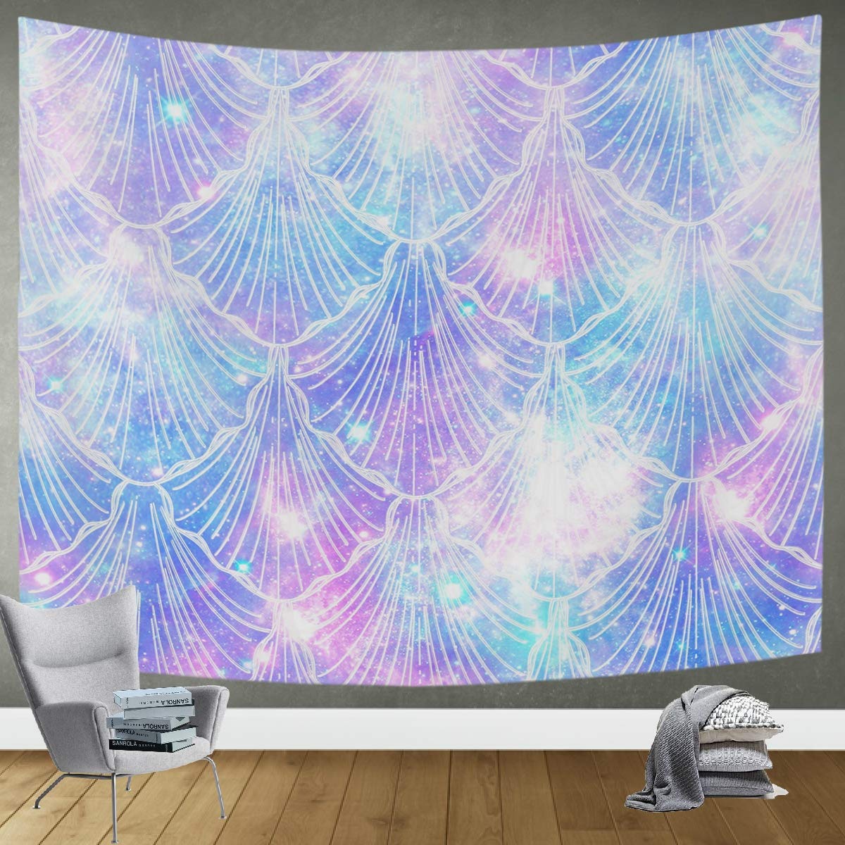 DOMIKING Mermaid Galaxy Tapestry Wall Hanging - 80x60 Inch Bedroom Decor for Living Room, Office & Dorm - Boho Wall Art Blanket for Home Decor, Gifts & Meditation Spaces