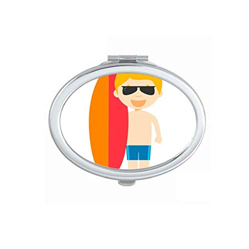 DIYthinker Portable Folding Double-Sided Makeup Mirror with Australia Cartoon Surfing Design - Perfect for Travel, Home Vanity, and Beach Trips