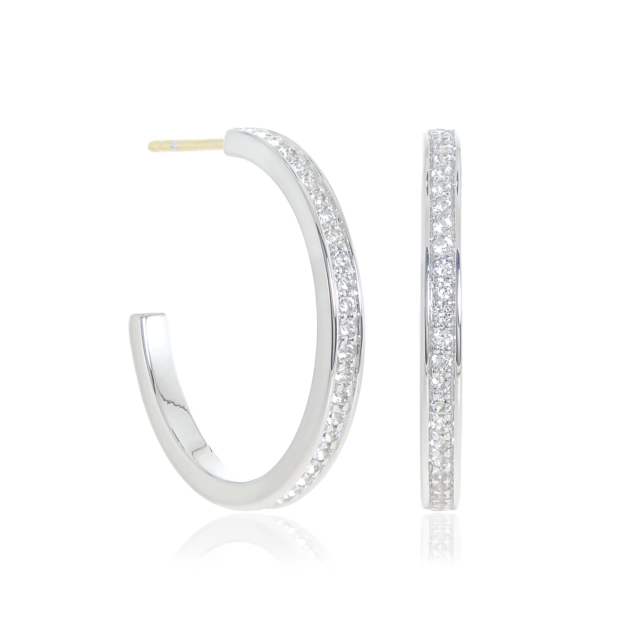 White Topaz Gigi Hoop Earrings - Elegant Dangle Earrings for Women, Perfect for Parties, Weddings & Everyday Wear