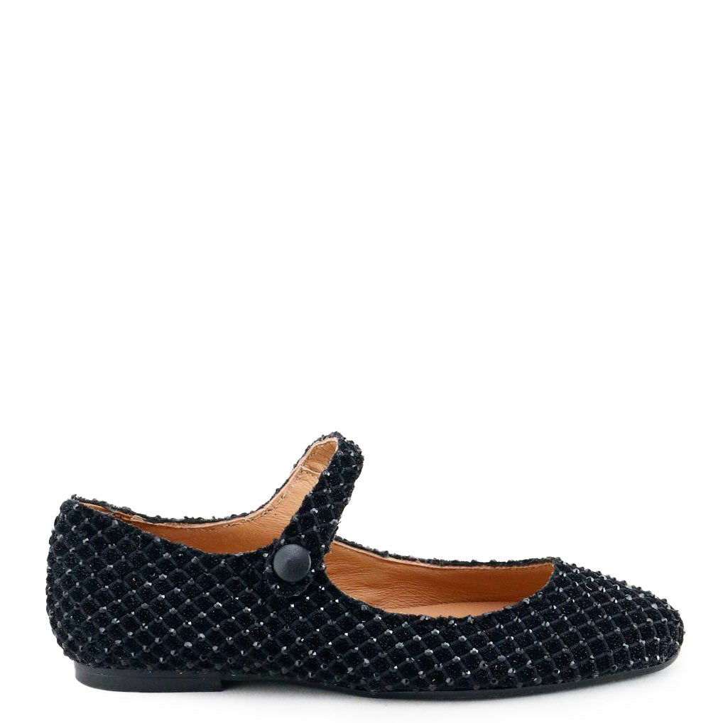 Black Rhinestone Pointed Mary Jane Pumps - Elegant Women's Dress Shoes for Parties, Weddings & Special Occasions