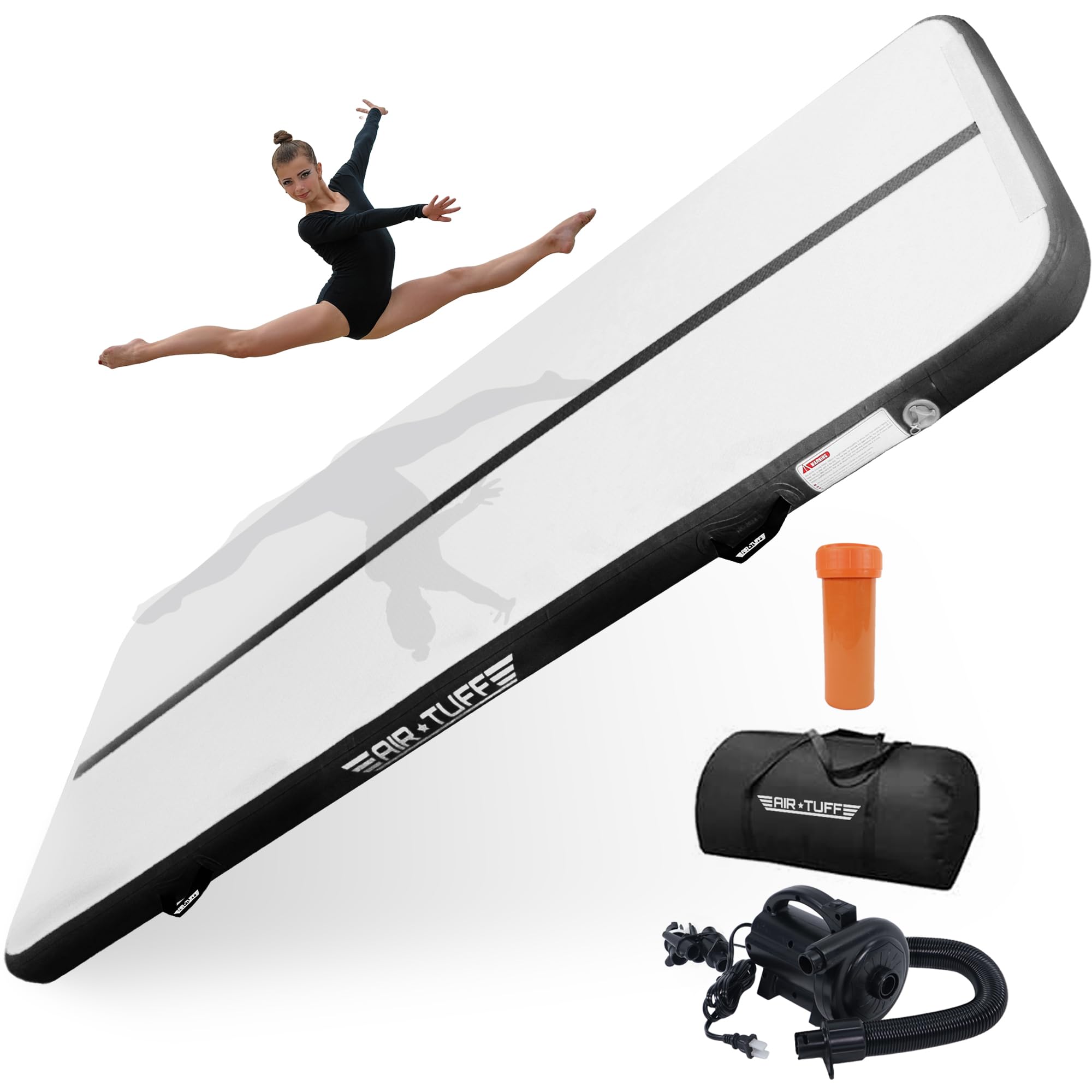 Inflatable Gymnastics Mat with Electric Pump - Portable Air Tumbling Track for Home Gym, Yoga, Cheerleading & Gymnastics Training | Includes Carry Bag | Ideal for Kids & Adults | Indoor & Outdoor Use | Perfect for Backyard, Park, School & Sports Center Activities