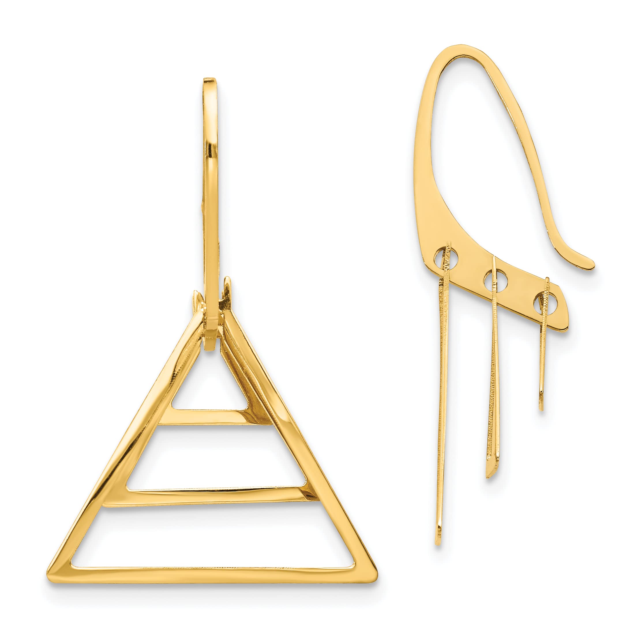 14K Yellow Gold Triple Triangle Dangle Earrings for Women - 30mm Elegant Geometric Earrings | Perfect for Parties, Weddings & Everyday Wear