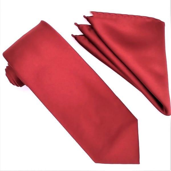 Elegant Medium Red Silk Tie & Pocket Square Set for Men - Perfect for Weddings, Business Meetings & Formal Events