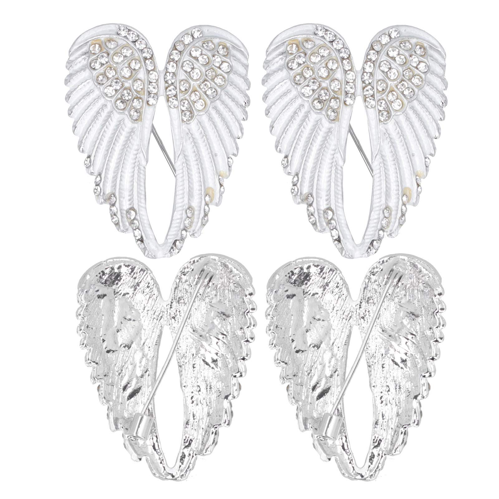Angel Wing Brooch Pin Set - 4 Pack Durable Fashion Jewelry for Women, Travel Souvenirs & Promotional Gifts (White) - Perfect for Weddings, Parties, and Special Occasions