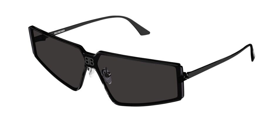 Balenciaga BB0192S 001 Black Grey Metal Full Rim Shield Unisex Sunglasses for Men & Women - Stylish UV Protection for Outdoor Activities, Beach, Driving & Fashion