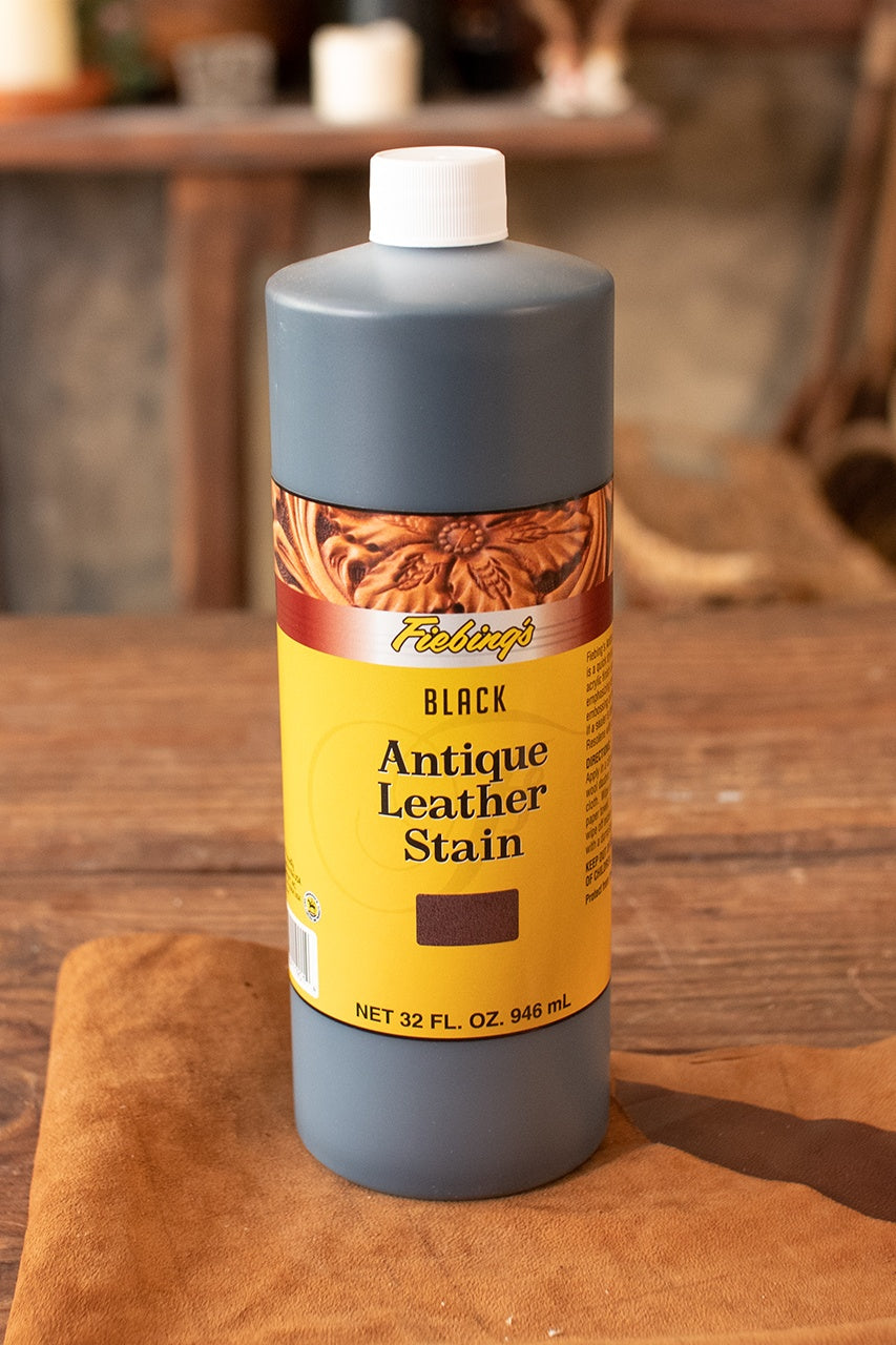 Fiebing's Antique Leather Stain - 946 ml (32 oz) Black Leather Dye for Furniture, Shoes & Bags - Professional Leather Restoration & DIY Crafting