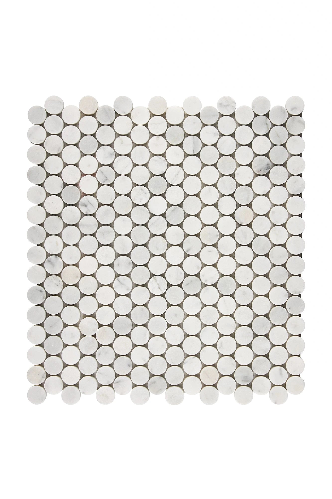 Carrara White Gioia Marble Penny Round Mosaic Tile - Premium Natural Stone for Bathroom, Kitchen Backsplash & Shower Flooring