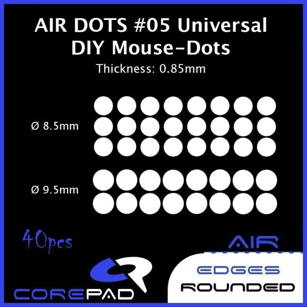 Corepad Skatez AIR Mouse Feet #05 Universal DIY Dots - Smooth Gliding Replacement Feet for Gaming Mice (Ideal for FPS, MOBA & Esports)