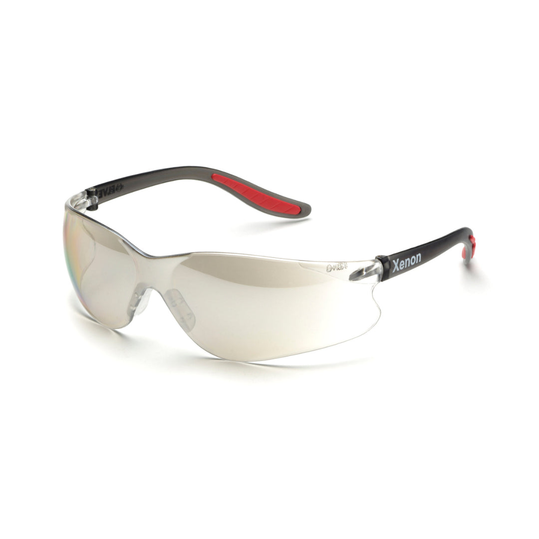 Delta Plus SG 14 I/O Xenon Black/Red Safety Glasses with Indoor & Outdoor Lens - ANSI Z87.1 Certified for Construction, Woodworking & Industrial Use