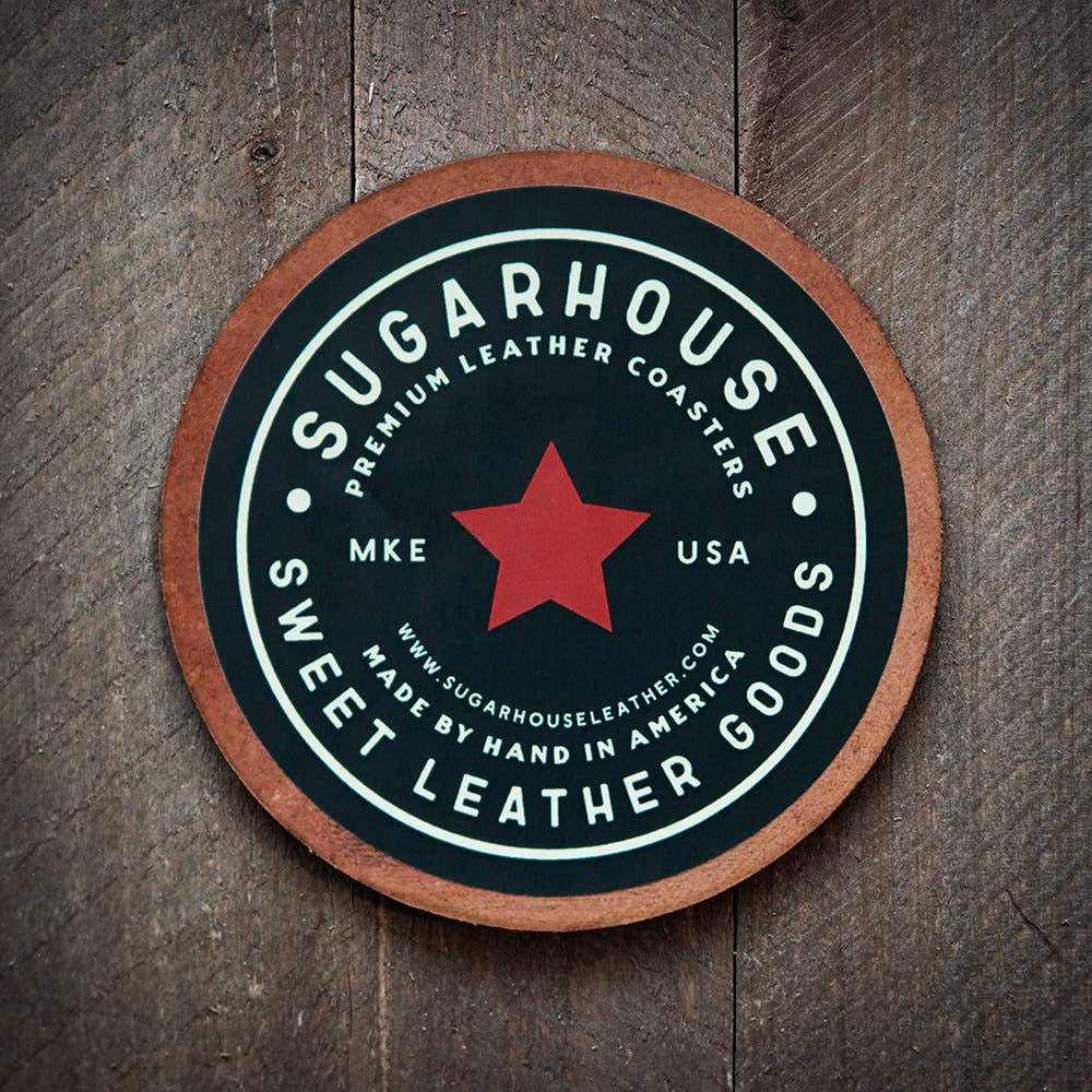 Premium 12 Gauge Leather Coaster Set - Handcrafted Genuine Leather Drink Coasters for Home Bar, Office & Dining Table - Absorbent & Durable Rustic Home Decor