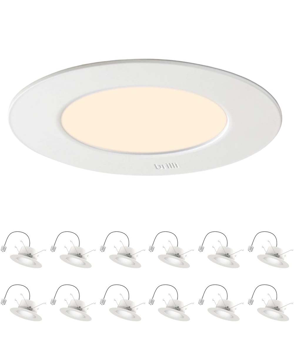 12 Pack Brilli 5/6 Inch LED Recessed Retrofit Downlight - Dimmable & Color Tunable Lights for Living Room, Kitchen, Bedroom & Office Ceiling Lighting