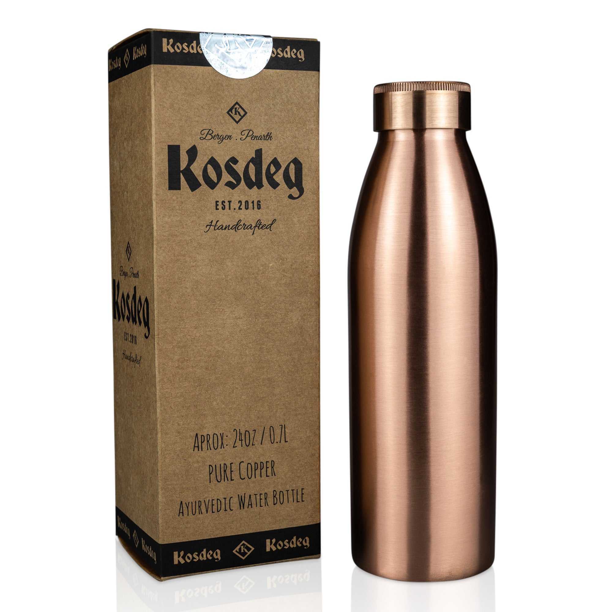 Kosdeg 24 Oz (0.7L) Copper Water Bottle - Insulated, Leak-Proof & BPA-Free - Perfect for Gym, Yoga, Hiking & Daily Hydration