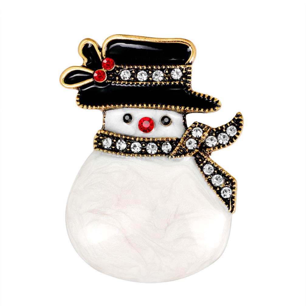 Amosfun Christmas Snowman Brooch Pin - Alloy Crystal Enamel Holiday Jewelry Gift for Women, Party, Christmas Tree Decoration & Festive Outfit Accessories