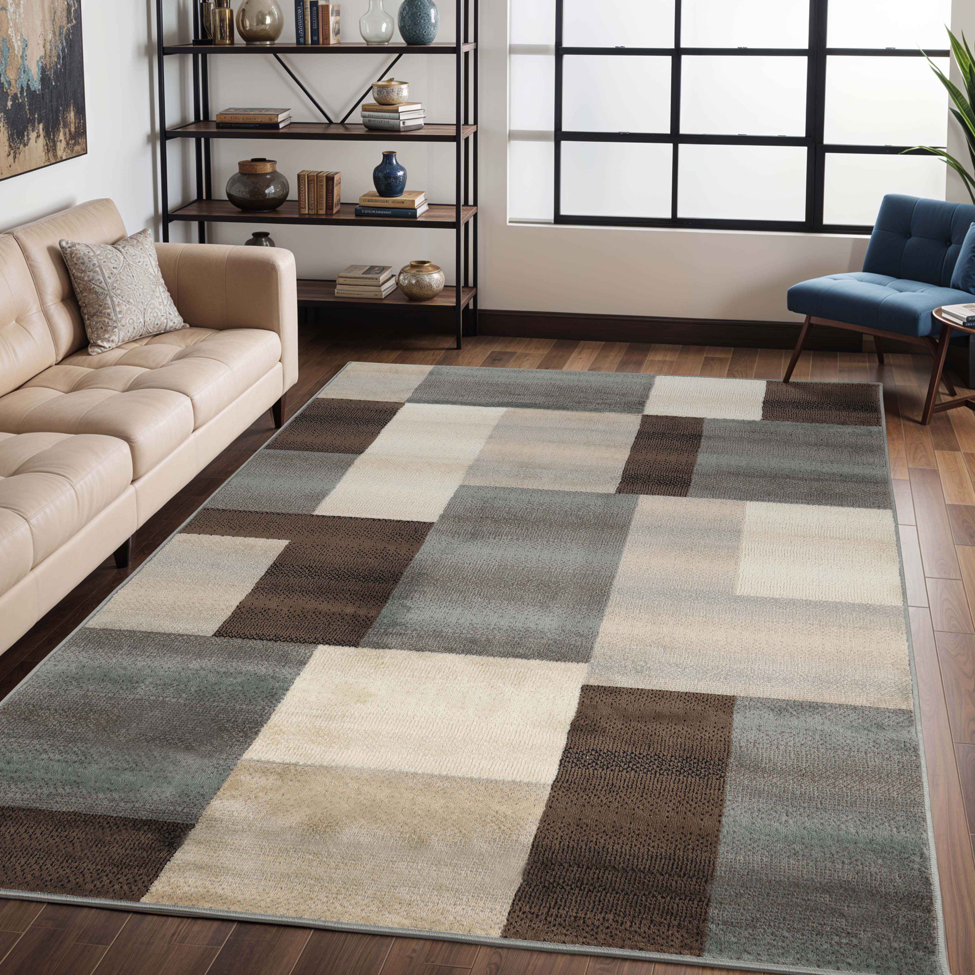 Clifton Modern Geometric Patchwork Area Rug or Runner Rug - Stylish Home Decor for Living Room, Bedroom & Office - Soft & Durable Floor Covering