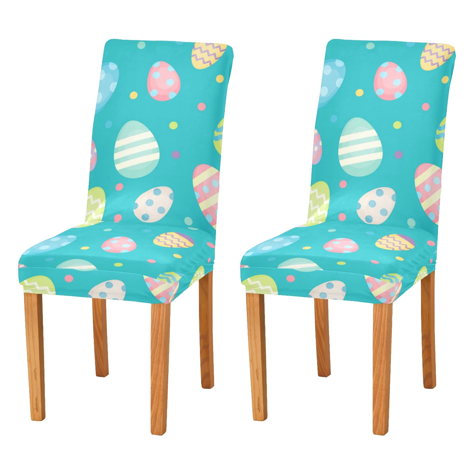 Xigua Stretch Spandex Chair Covers Set of 2 - Elastic Dining Room Chair Slipcovers for Easter Decor & Home Protection - Perfect for Holiday Parties, Family Gatherings, and Everyday Use