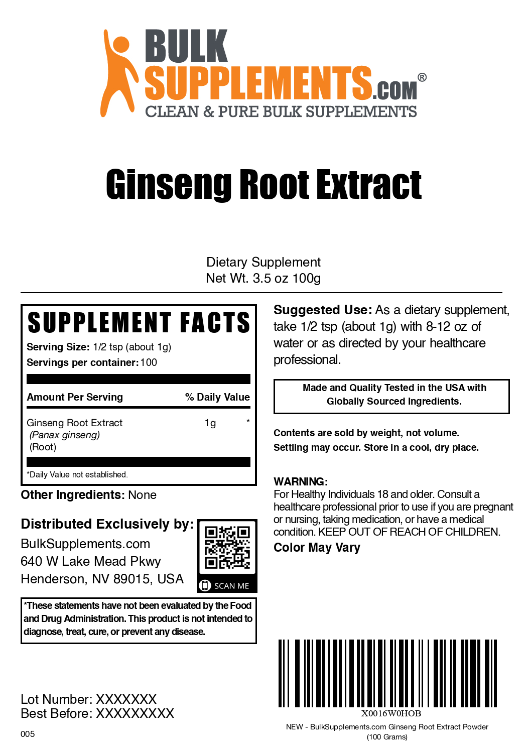 Premium Ginseng Root Extract Powder - 100% Pure Organic Korean Panax Ginseng for Energy, Focus & Immunity Boost - Perfect for Tea, Smoothies & Wellness Supplements
