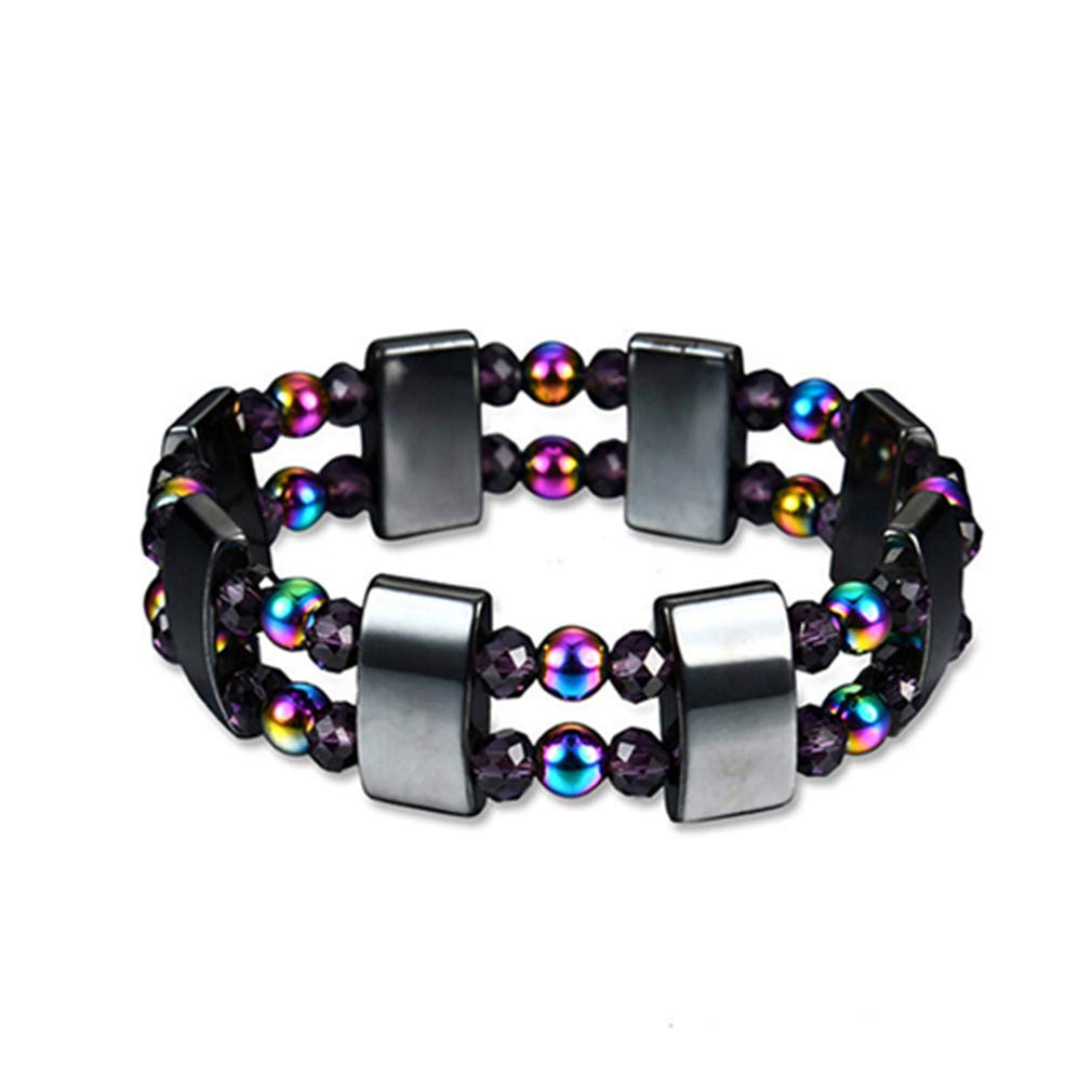 MOONRING Magnetic Hematite Bracelet - Adjustable Elastic Beaded Bangle for Men & Women - Healing Crystal Jewelry Gift for Birthday, Meditation & Stress Relief