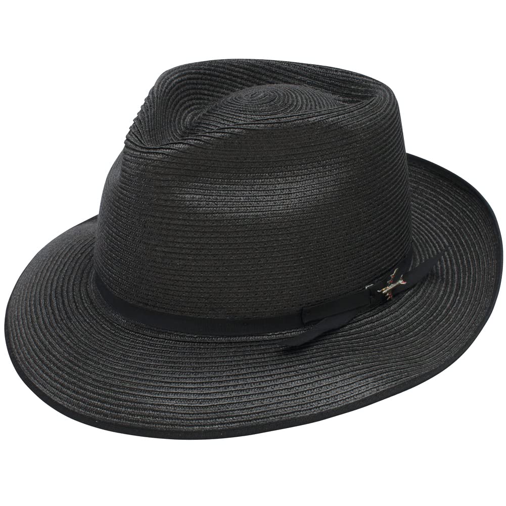 Stetson Men's Stratoliner Florentine Milan Straw Hat - Classic Summer Fedora for Outdoor Activities, Beach, and Casual Wear
