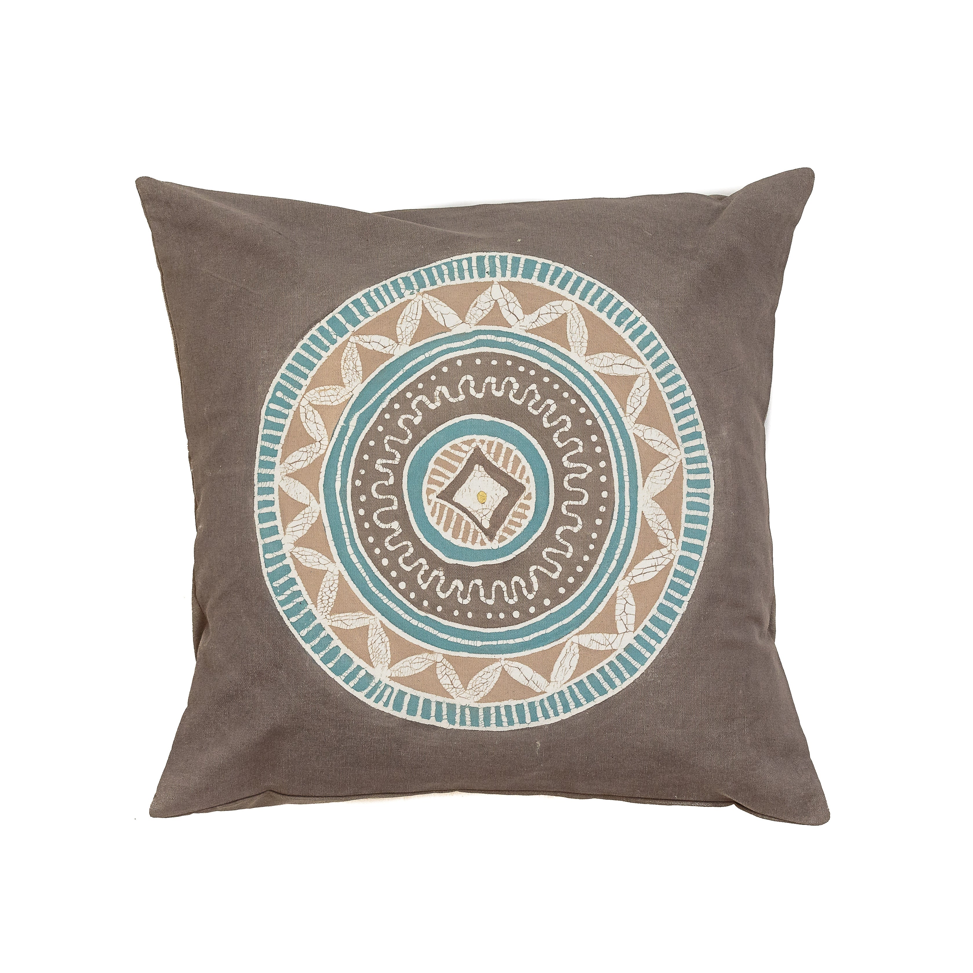 African Circles Teal Collection Cushion Cover Grey - Stylish Home Decor for Living Room, Bedroom, or Sofa