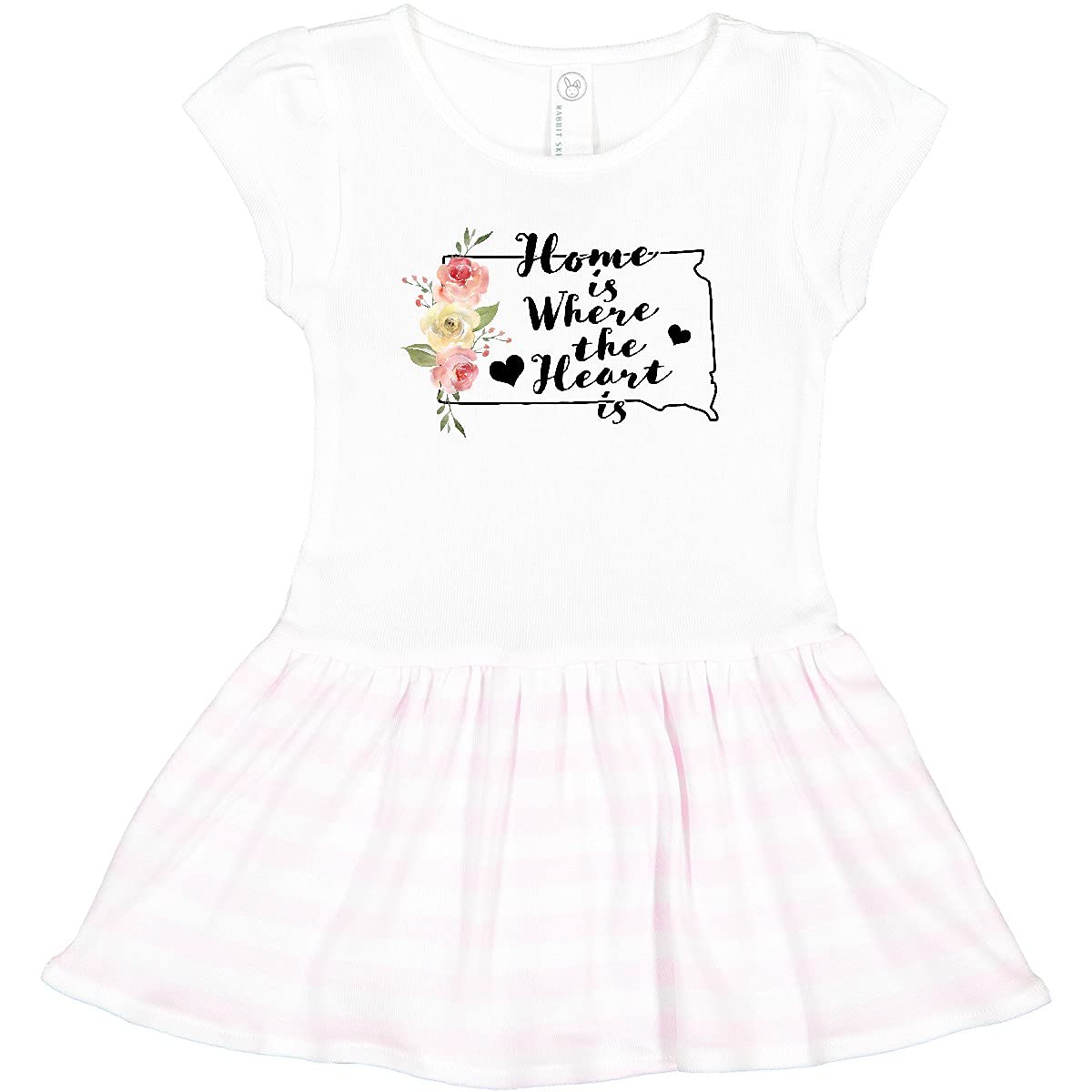 Inktastic South Dakota Home is Where The Heart is Watercolor Print Toddler Dress - Cute Casual Outfit for Girls, Playdates & Family Photos