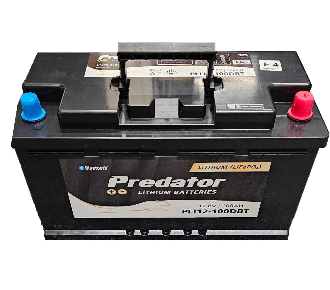 Predator 12V 100Ah Lithium Deep Cycle Battery - Rechargeable Solar Marine RV Battery for Boats, Campers & Off-Grid Power - Perfect for Solar Systems, Trolling Motors & Backup Power