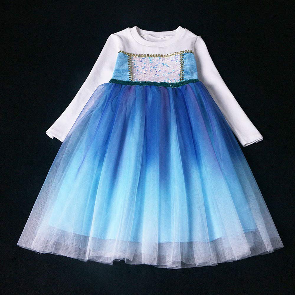 Quenny Girls' Princess Dress - Frozen Aisha Halloween Cosplay Costume Set (5-Piece) for Birthday Party, Dress-Up & Pretend Play