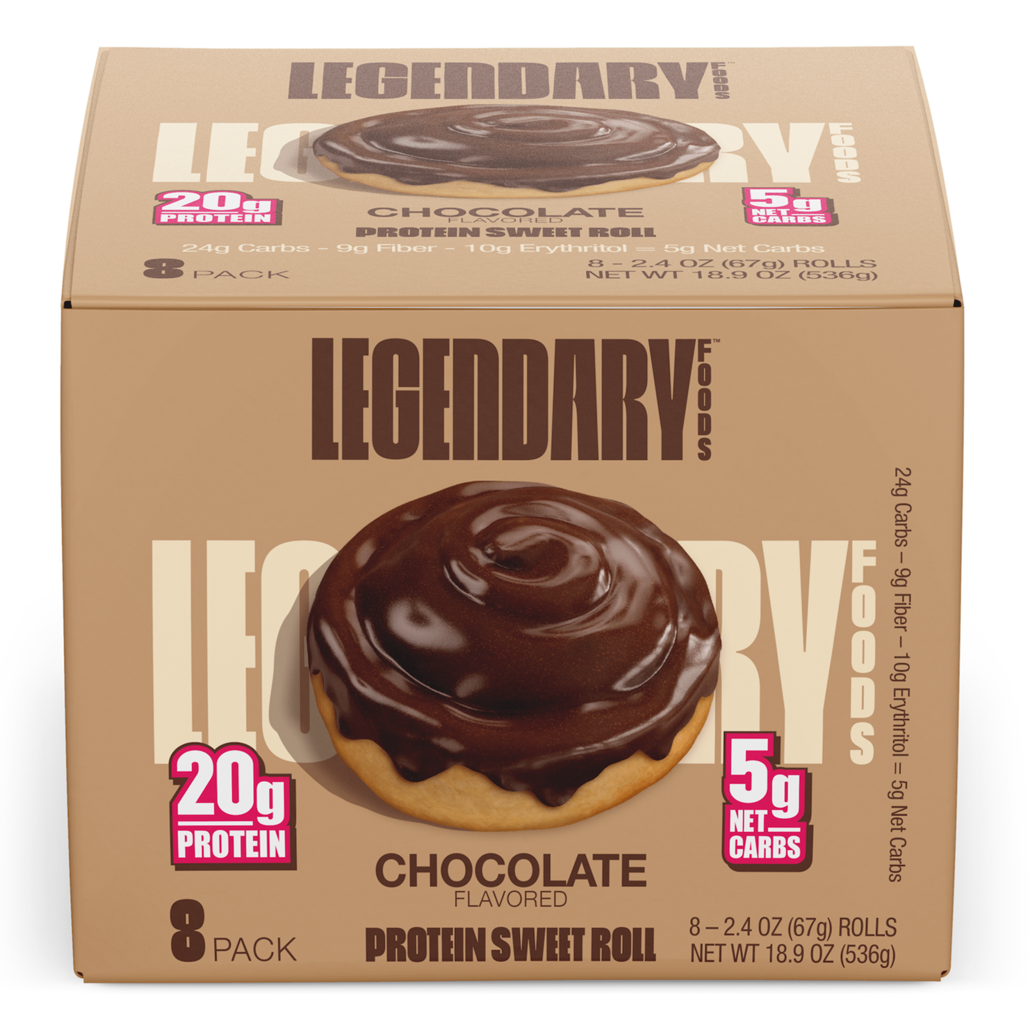 Legendary Foods Protein Sweet Roll 8 Pack - High Protein Low Carb Breakfast Pastry for Weight Loss & Fitness - Perfect for On-the-Go Snacks, Gym Fuel & Keto Diet