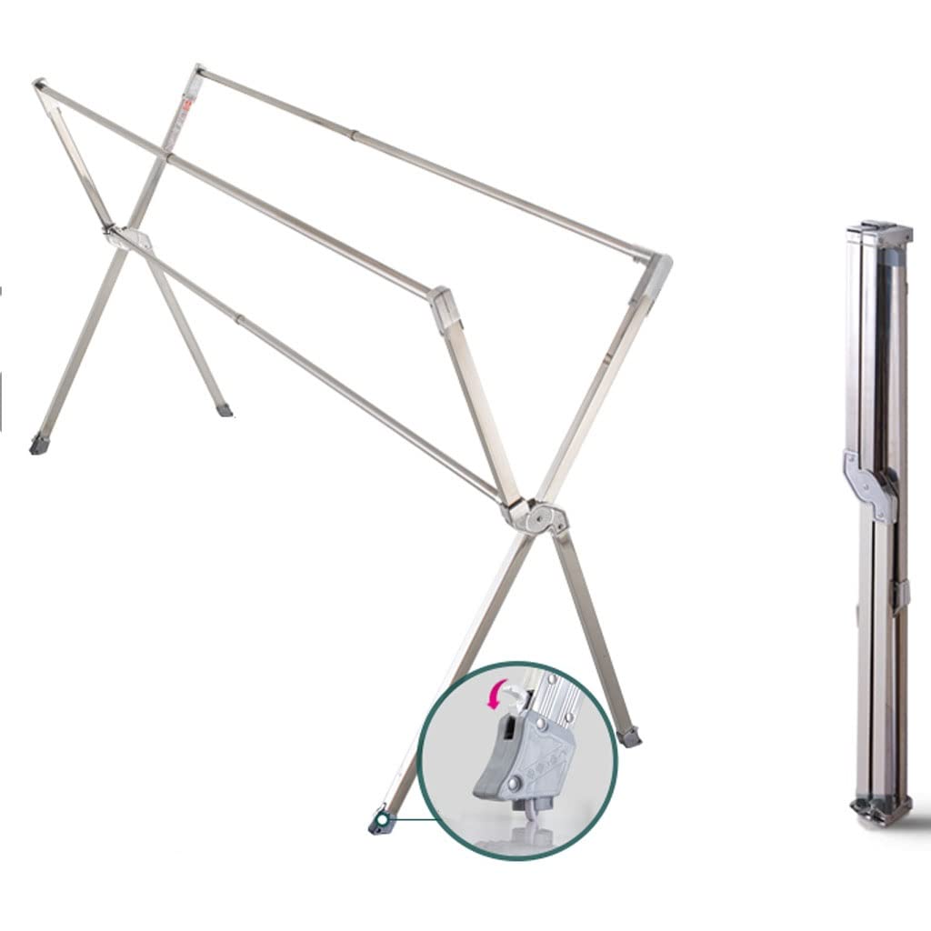 LIHONK Heavy-Duty Stainless Steel Folding Clothes Drying Rack - 300kg Capacity for Indoor, Outdoor & Balcony Use - Space-Saving Laundry Rack for Clothes, Quilts & Blankets (with Universal Wheels) - Perfect for Apartments, Dorms & Small Spaces
