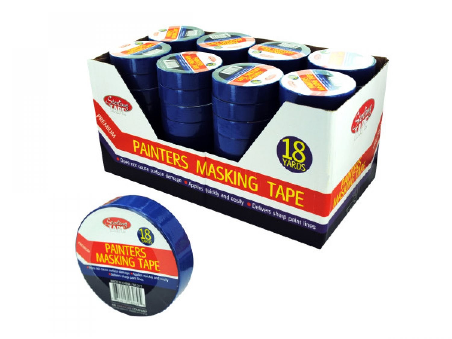 Bulk Painter's Masking Tape Set of 64 - Premium Counter Top Display for Hardware & Adhesives - Perfect for Painting Projects, Home Renovations & DIY Crafts