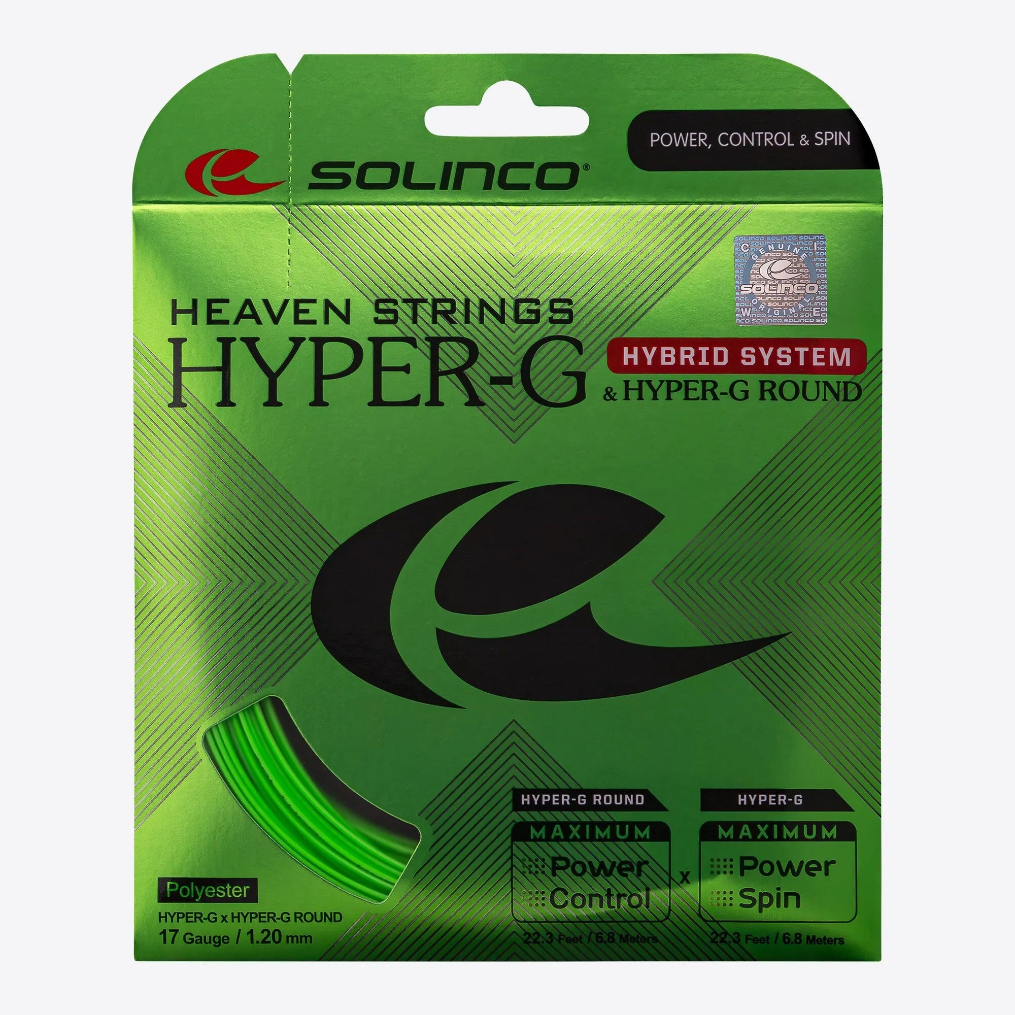 Solinco Hyper G Hybrid Tennis String Set - High-Performance Polyester & Multifilament Combo for Enhanced Spin & Control | Perfect for Competitive Play & Advanced Players