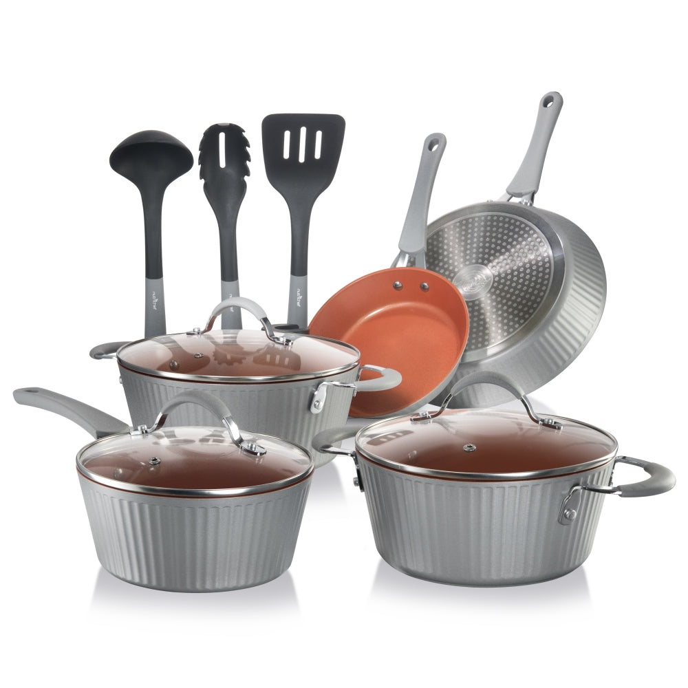 Premium 10-Piece Nonstick Cookware Set for Home Kitchen - Pots & Pans with Lids - Induction Compatible - Perfect for Frying, Boiling, Sauteing & Everyday Cooking