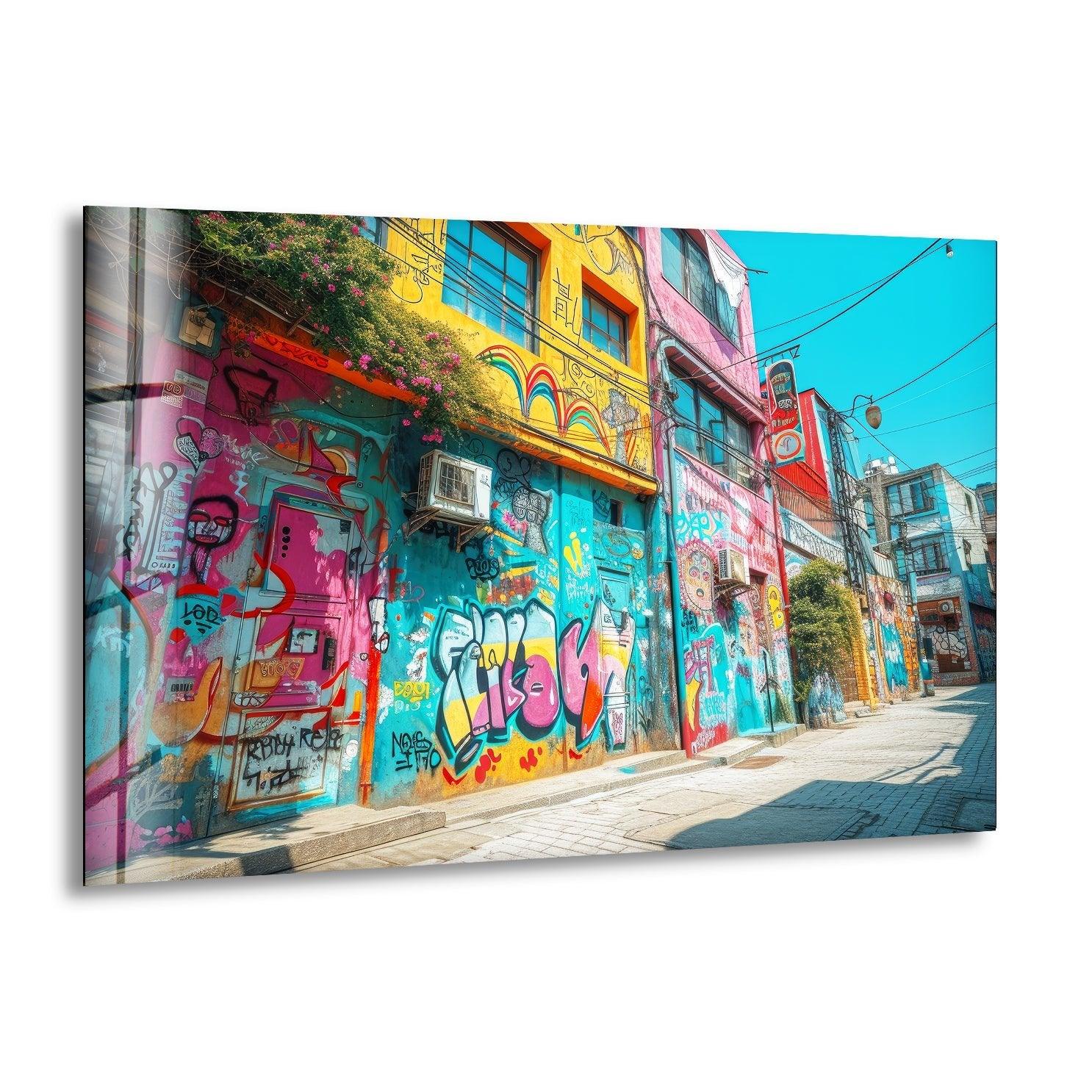 Banksy Graffiti Glass Wall Art - Modern Urban Street Art Decor for Living Room, Bedroom & Office - Unique Gift for Art Lovers