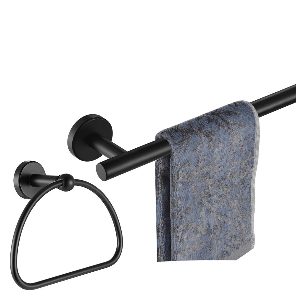 Matte Black Stainless Steel Towel Ring - 7
