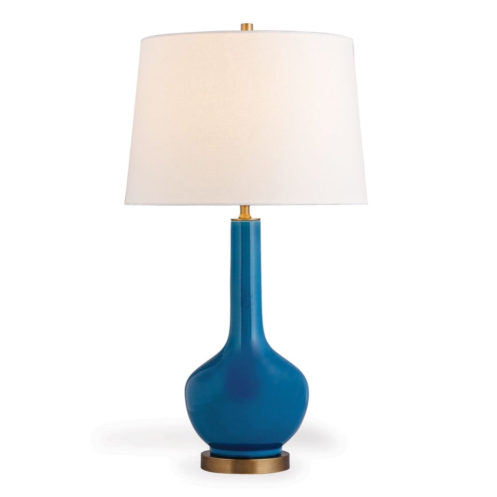 Alex Handcrafted Turquoise Glass Table Lamp - Elegant Home & Office Decor for Living Room, Bedroom, or Study