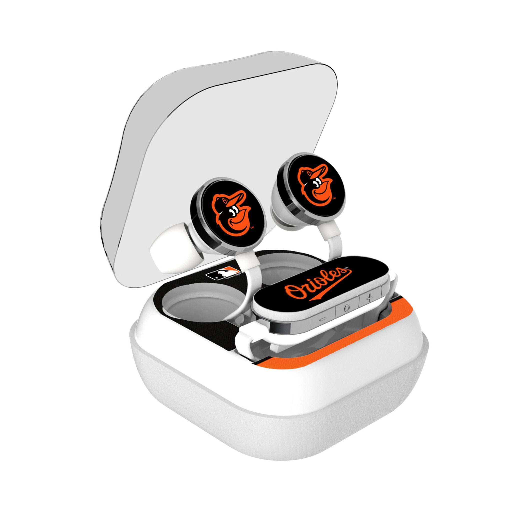 Baltimore Orioles Stripe Wireless Earbuds - Bluetooth 5.0 Sports Headphones with Noise Cancellation, 24H Playtime - Perfect for Baseball Games, Workouts & Commuting