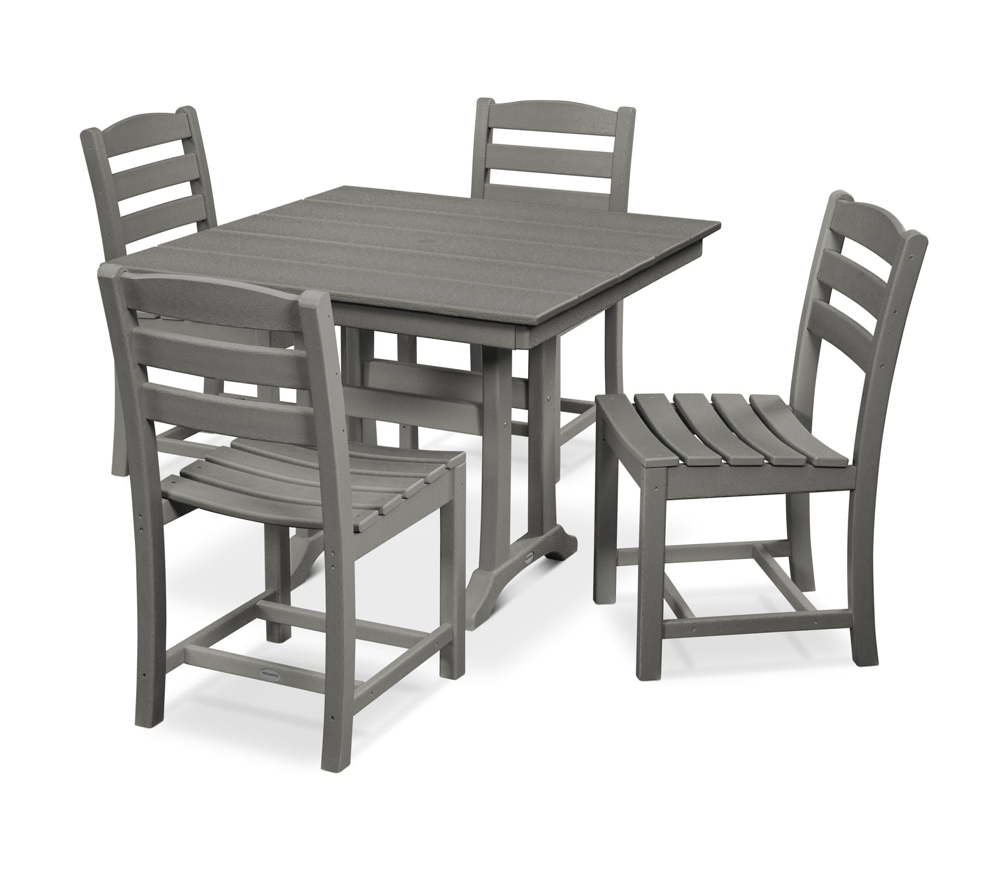 POLYWOOD La Casa Café 5-Piece Farmhouse Trestle Side Chair Dining Set - Outdoor Patio, Garden, and Backyard Furniture for Casual Dining and Entertaining