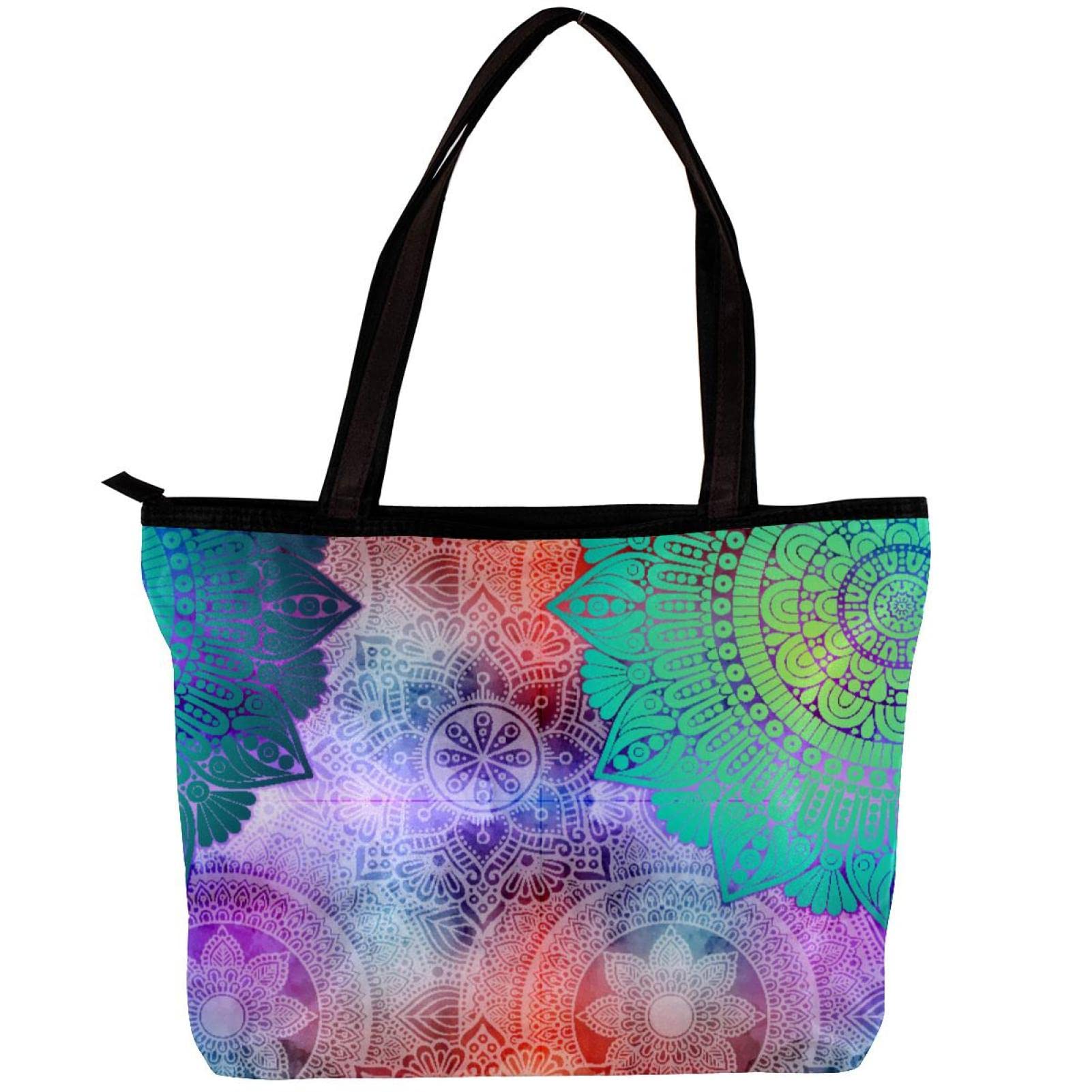Stylish Women's Bohemian Mandala Tote Bag with Inner Pouch - Indian Inspired Shoulder Handbag for Daily Use, Beach, Shopping & Travel