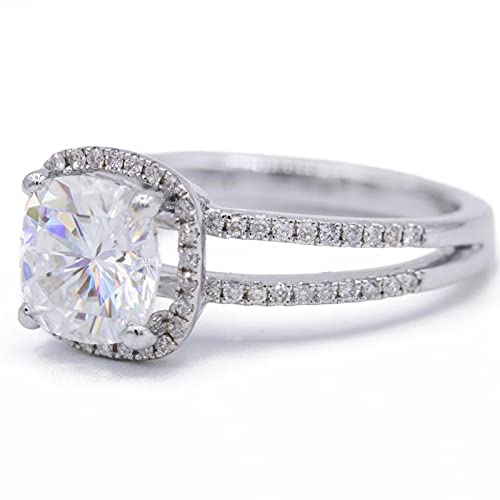925 Sterling Silver Cushion Cut White Moissanite Halo Vintage Engagement Ring for Women - Elegant Wedding Band, Anniversary Gift, Promise Ring for Brides & Fiancées