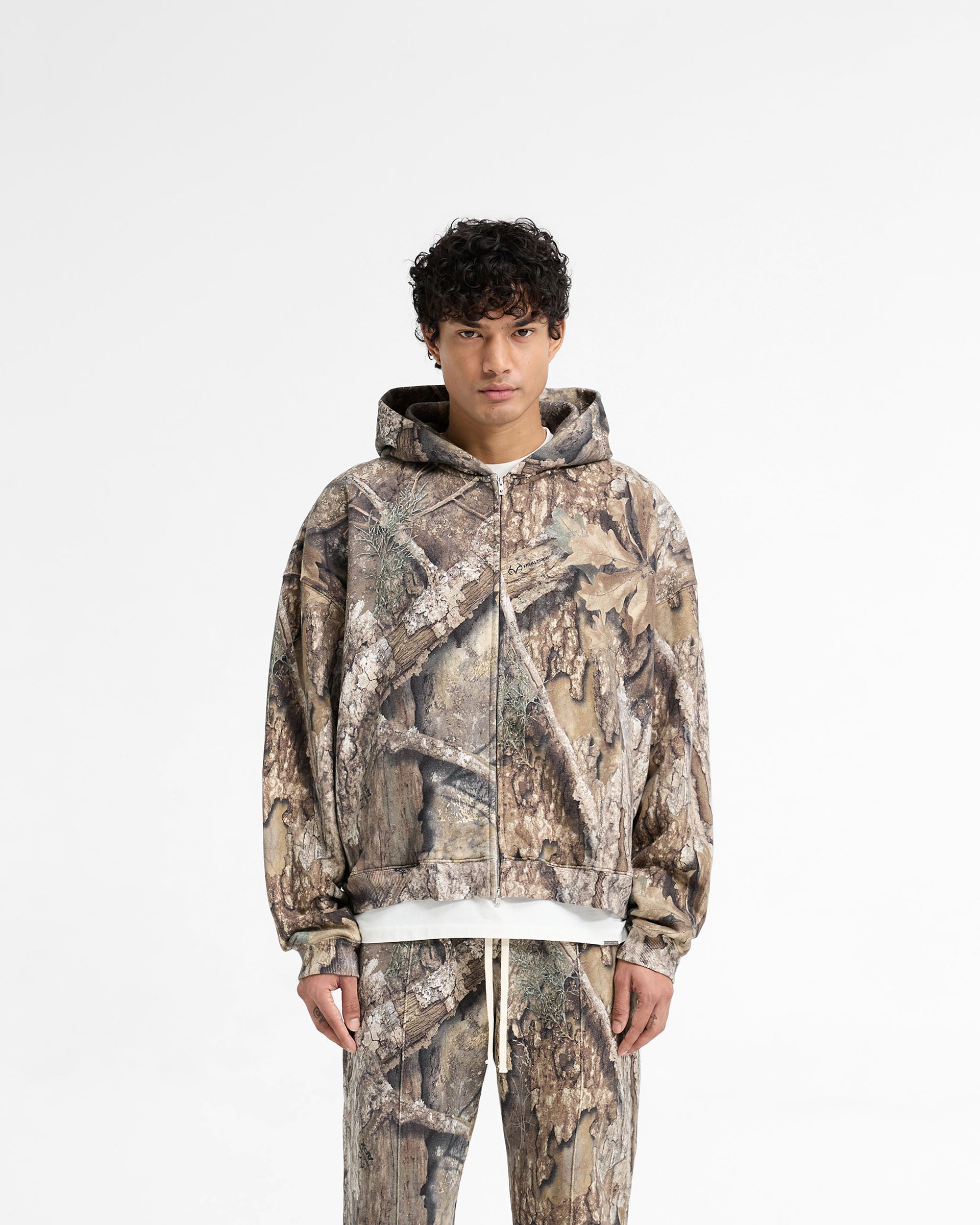 Realtree® Zip Up Camo Boxy Hoodie for Men - Hunting & Outdoor Wear - Comfortable Camouflage Jacket for Camping, Hiking, and Casual Street Style