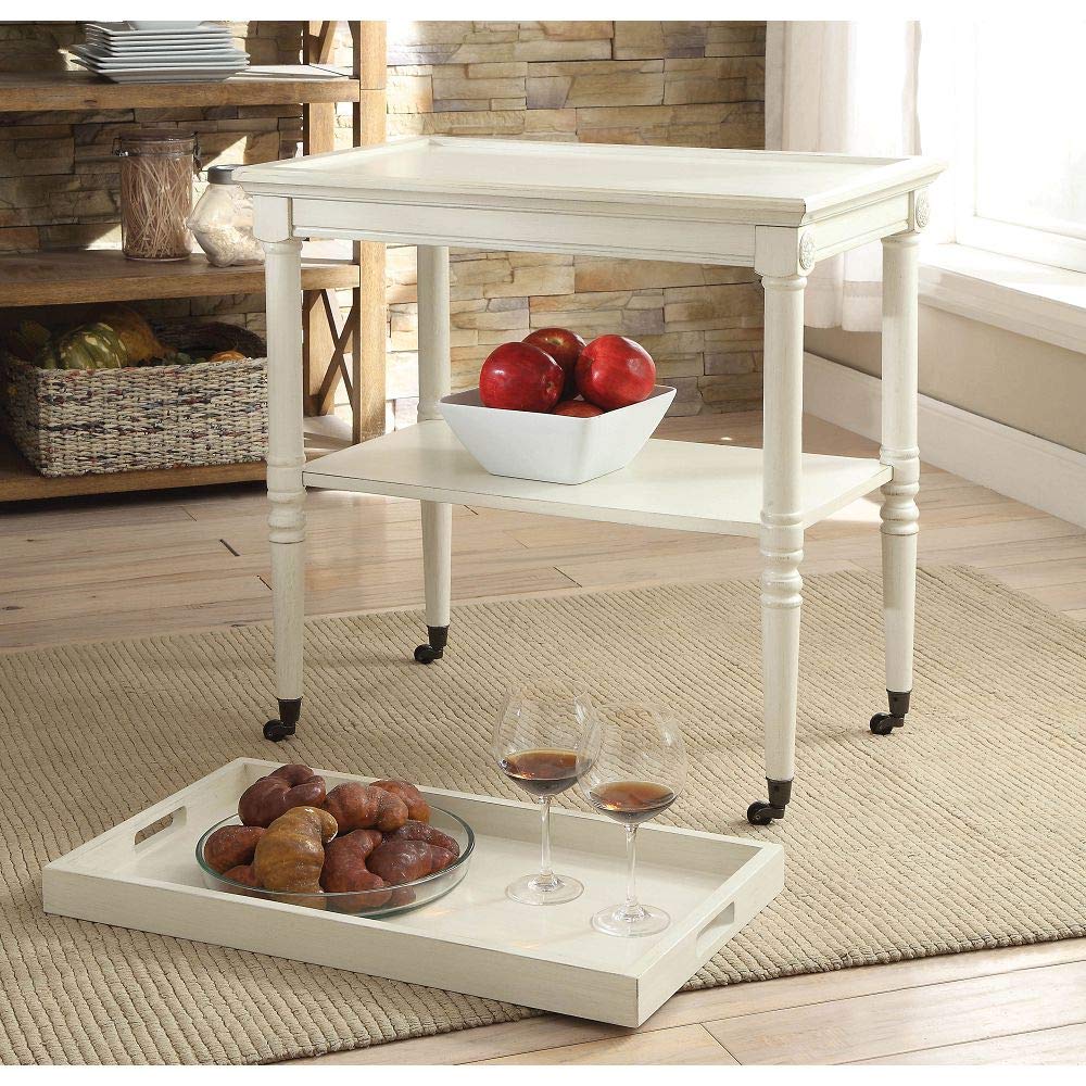 Frisco Antique White Tray Table 82908 - Versatile Coffee Table, Sofa Side Table, Console & End Table for Living Room, Dining Room & Home Decor