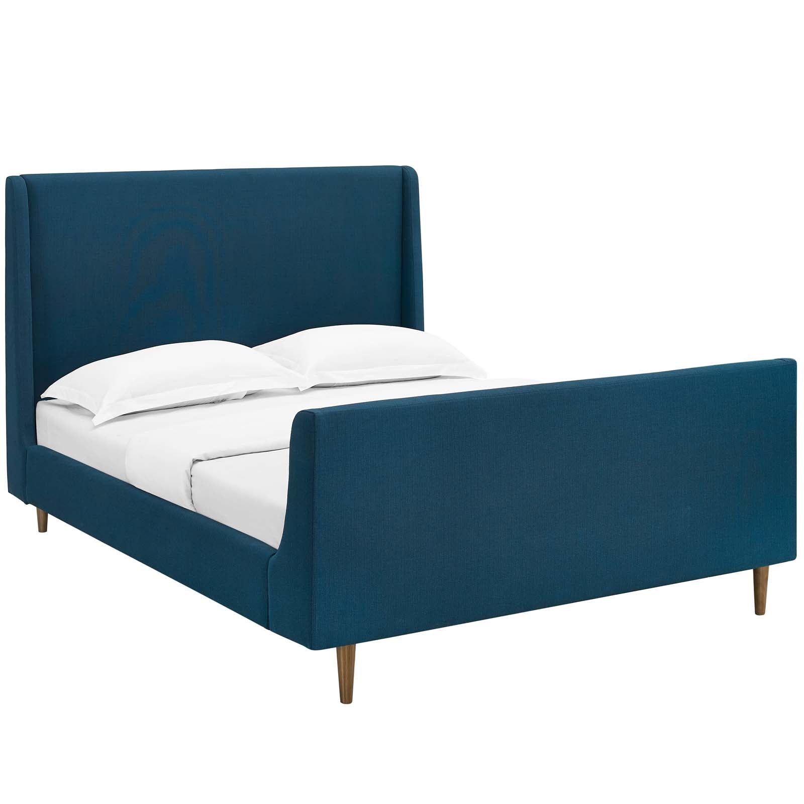 Aubree Upholstered Fabric Sleigh Platform Bed Frame - Queen Size Modern Bedroom Furniture for Master Bed, Guest Room & Dorm