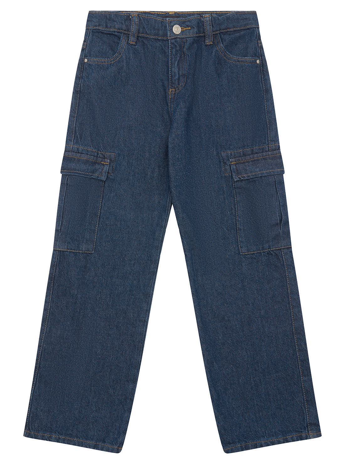 Blue Rigid Denim Cargo Pants for Men - Heavy Duty Workwear & Casual Style (Size 27) - Perfect for Construction, Hiking & Outdoor Activities