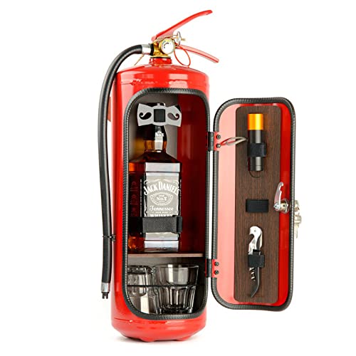 Honorom Mini Fire Extinguisher Bar - Creative Liquor & Wine Storage - Unique Firefighter Gift for Men & Wine Collectors (33x12x12cm) - Perfect for Home Bars, Man Caves & Gift Occasions