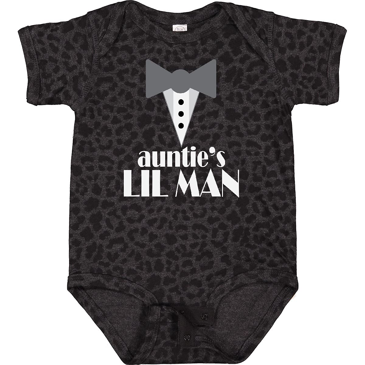 Inktastic Auntie Lil Man Tuxedo Front Baby Bodysuit - Cute Infant Tuxedo Onesie for Boys - Perfect for Weddings, Family Photos & Special Occasions