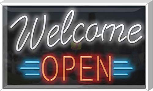 Outdoor Welcome Open Neon Sign - LED Wall Decor for Home, Bar, Cafe & Shop - Weatherproof & Energy Efficient - Perfect for Patio, Entrance & Business Signage