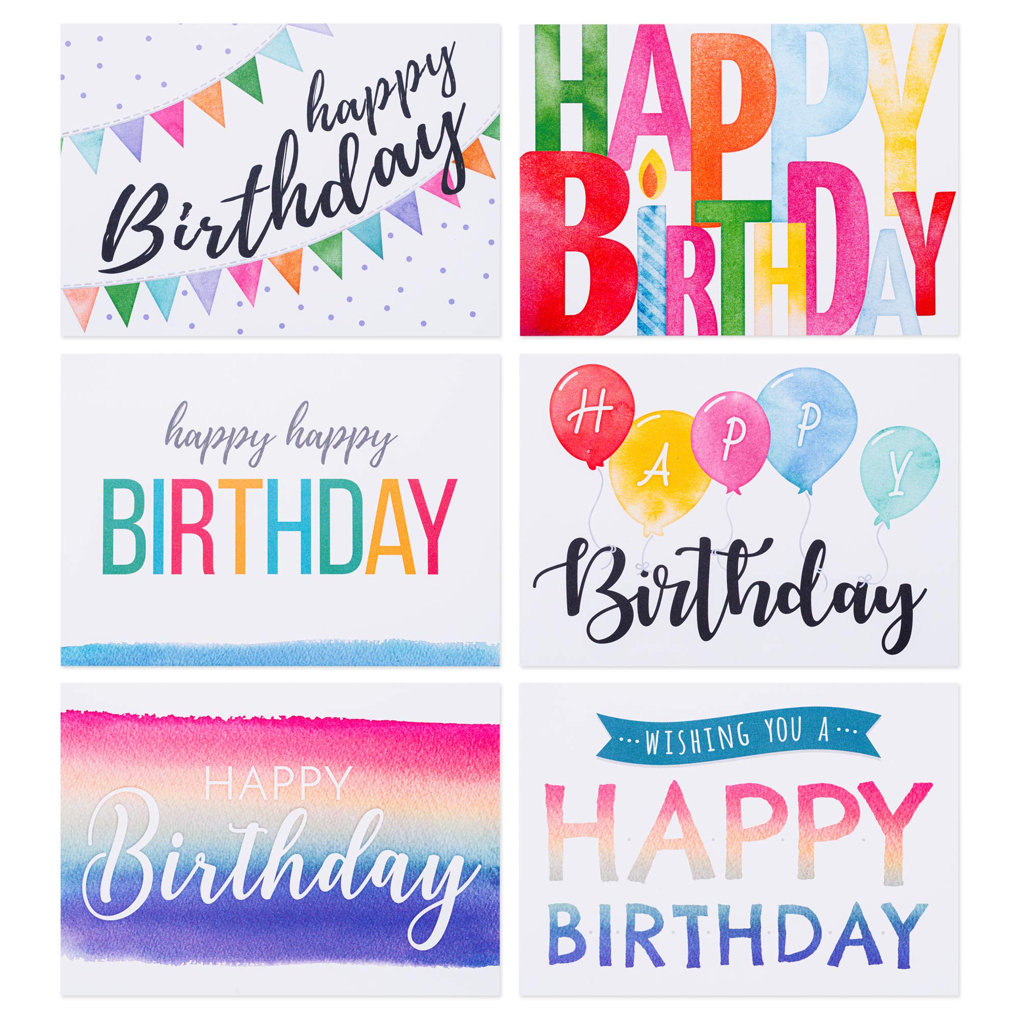 50pcs Happy Birthday Cards with Envelopes - Large 4x6in Blank Greeting Card Set for Kids & Adults - Bulk Assorted Variety Box Pack - Perfect for Parties, Celebrations & Gift Giving