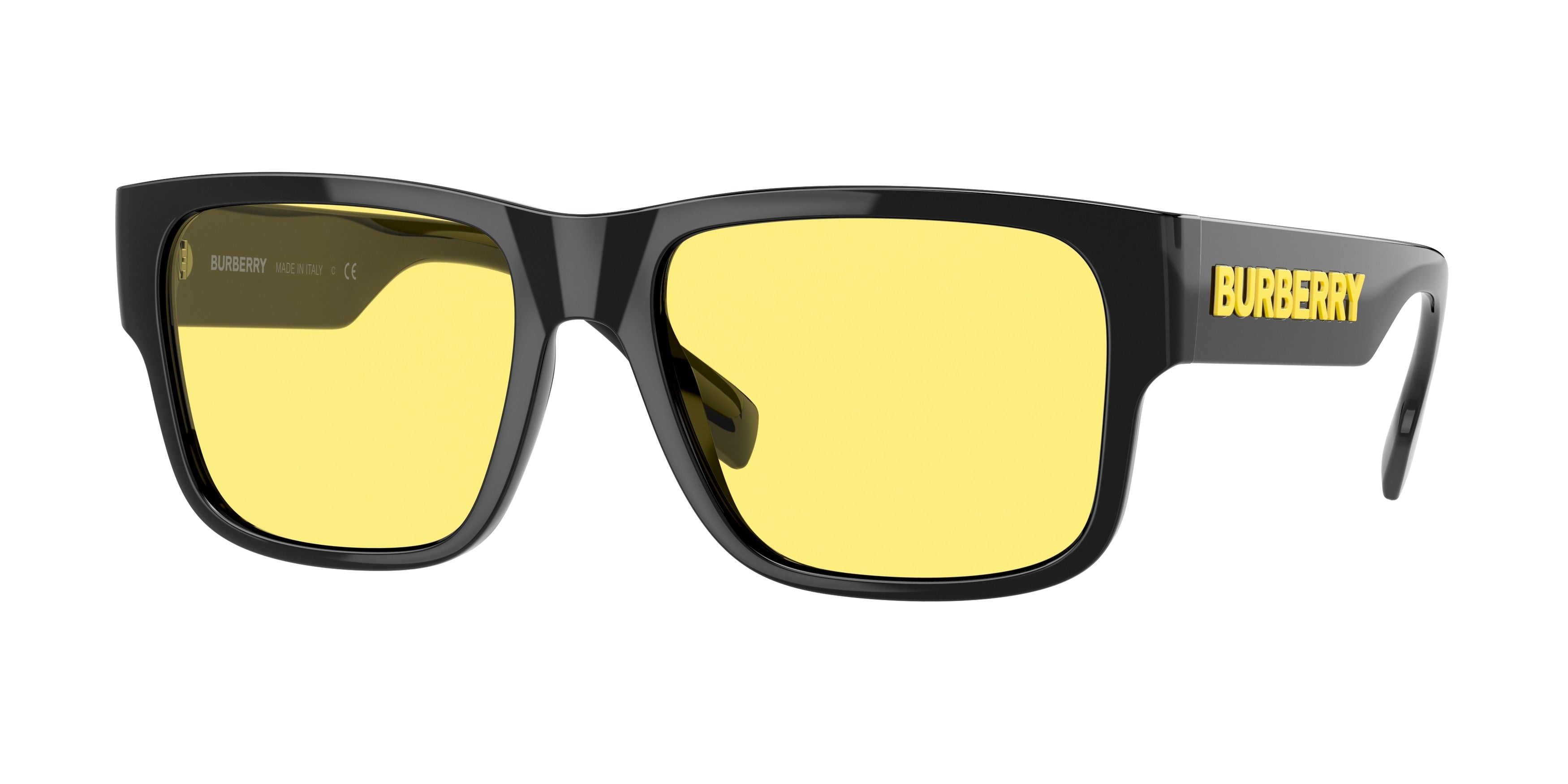 Burberry BE4358 Knight Sunglasses - Black & Yellow Aviator Style for Men & Women | UV Protection, Luxury Fashion Accessory for Travel, Driving & Outdoor Activities
