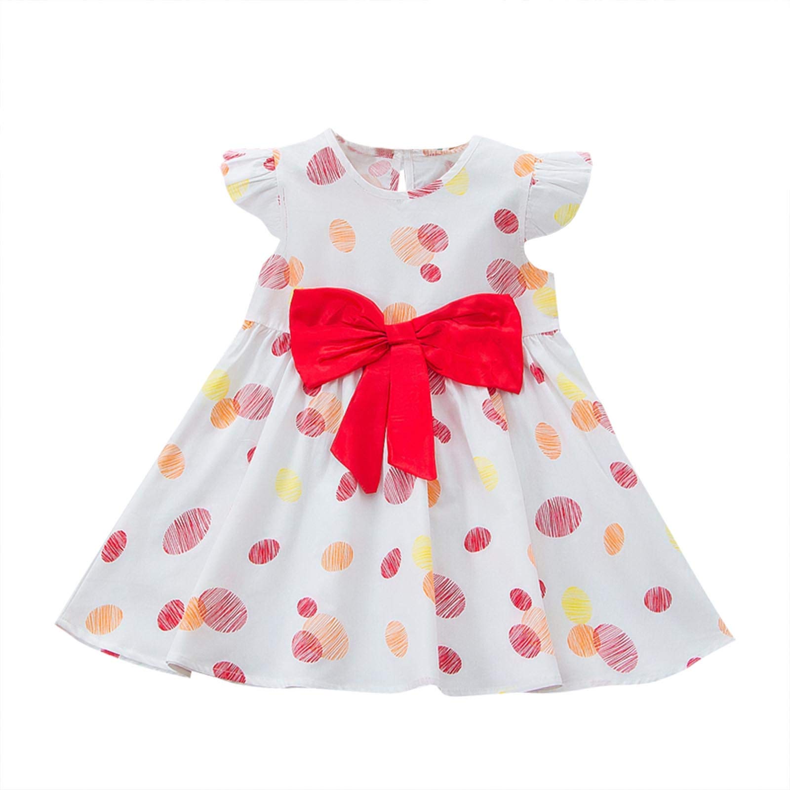 Egbsmy Little Girls Princess Dress - Summer Toddler Kids Baby Girls Casual Bowknot Polka Dot Print Dress for Party, Birthday, Photo Shoot & Special Occasions
