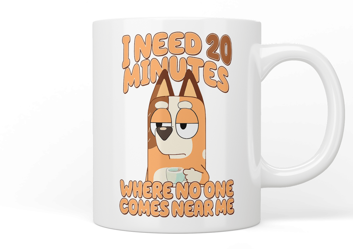Bluey 'I Need 20 Minutes' Funny Coffee Mug - Insulated Ceramic Cup for Tea & Hot Drinks - Perfect Gift for Parents, Office Workers & Bluey Fans - Great for Home, Office & Relaxation Breaks